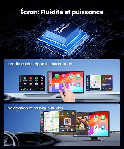 CarPlay Voiture 9": Écran IPS HD Lumineux,Visibilité Claire Jour & Nuit.sans Fil Apple CarPlay & Android Auto,Bluetooth & WiFi 5GHz, Navigation GPS,Installation Facile,Caméra de Recul (Option) thumbnail 5