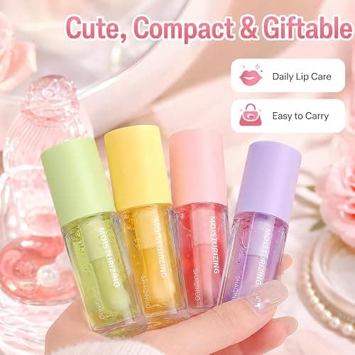 Thalessiel Aura 4 Pcs Flavor Lip Oil Set Clear Moisturizing Lip Gloss | Hydrating Long-Wear Waterproof No-Sticky Moisturizing Lip Balm for Dry Lips Smooth Texture thumbnail 5