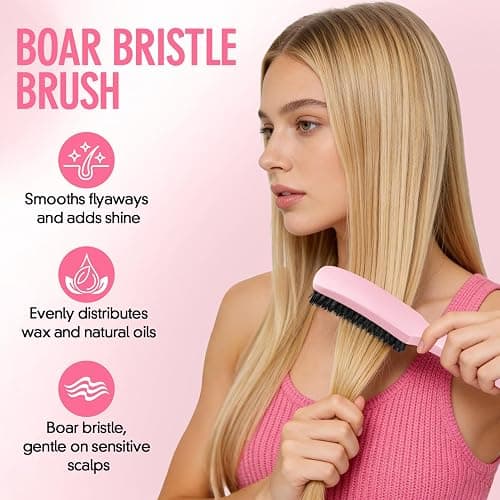 Slick Back Hair Brush for Smooth Flyaways, Frizz, Sleek Ponytail, Buns and Edge Baby Hair | Slickback Brushes Hair Comb, Edge Brush, Teasing Brush Styling Accessories for Girls, Kids, Women & Men thumbnail 3