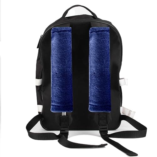 Amooca Soft Faux Fur Universal Fit Seatbelt Cover Car Truck SUV Airplane Seat Belt Shoulder Pad for Carmera Backpack Straps Neck Cushion Protector 2 Pack 10.5in Dark Blue thumbnail 3
