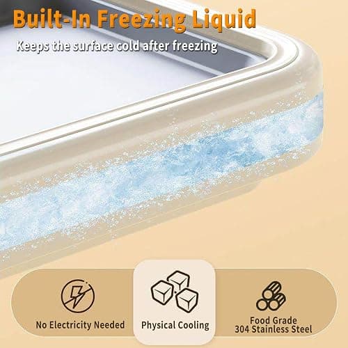 Rolled Ice Cream Maker Kit, At-Home Ice Cream Roll Tray with 2 Scrapers, Manual DIY Frozen Dessert Tool for Homemade Ice Cream, Yogurt and Sorbet (White) thumbnail 4