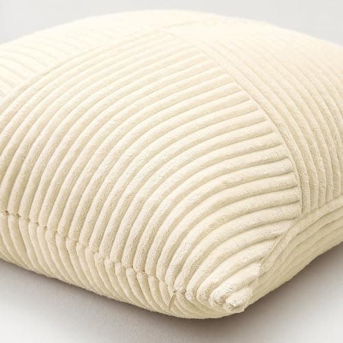 Sungeek Set of 4 Decorative Cushion Covers Soft Corduroy Boho Farmhouse Square Pillow Covers Mix and Match Throw Pillow Cases for Sofa Couch Bedroom Living Room 50x50cm, Neutral Grey thumbnail 3