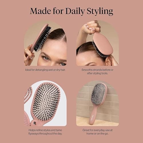 Kitsch Smooth & Polish Brush – Dual Bristle Detangler Brush, Shine & Frizz Control – Vegan Boar & Nylon Hair Brush with Cushioned Pad for Scalp Massage – Hair Care Tool for All Hair Types - Terracotta thumbnail 6