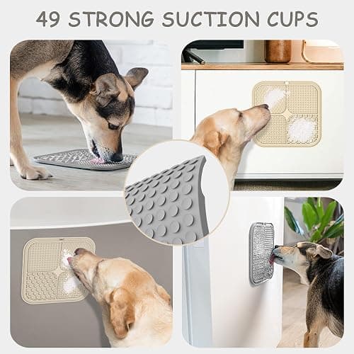 ChefAide 2 Pack Lick Mat for Dogs, Cats & Puppies with Suction Cups | 8.5×8.5 inch, Dog Anxiety Relief, Slow Feeder Dog Bowls, Ideal for Bathing, Grooming and Training, Relieves Boredom thumbnail 4