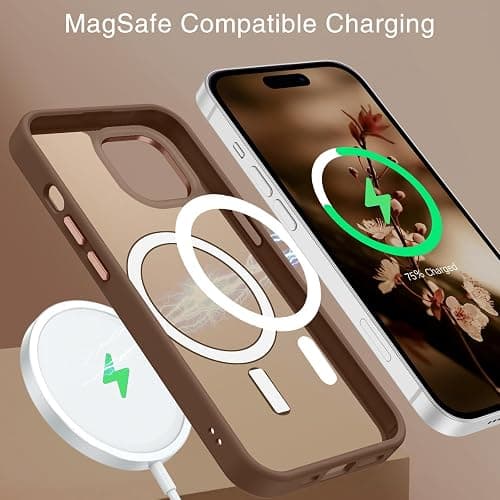 BENTOBEN for iPhone 15 Case, for iPhone15 Phone Case Compatible with MagSafe, Translucent Matte Magnetic Cover Shockproof Women Girl Protective Cute Case for iPhone 15 6.1", Cocoa Brown, Bronze thumbnail 3