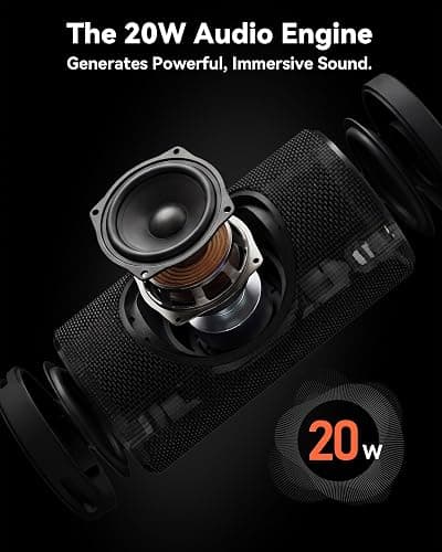 BassBloom Roar 3 Portable Bluetooth Speaker,20W Powerful Sound with Deep Bass,IPX6 Waterproof,24H Playtime,Bluetooth 5.4,RGB Lights,Wireless TWS Pairing (White) thumbnail 3
