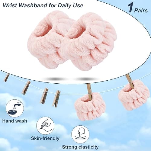 Wrist Bands for Washing Face, Microfiber Wrist Towels for Washing Face, Spa Wristbands for Washing Face, Face Wash Wristbands, Arm Bands for Washing Face for Woman Children thumbnail 7