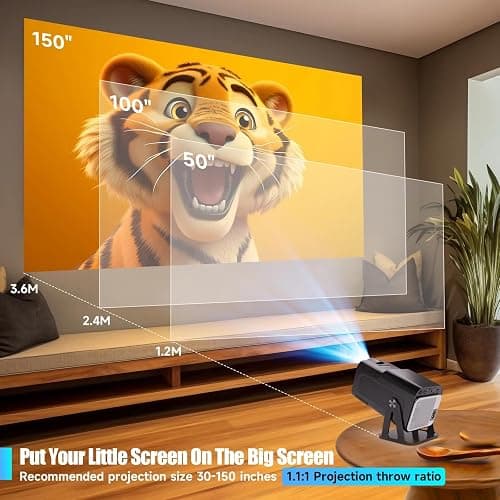 Magcubic Android 13 HY320 Smart Projector 4K Netflix Official, 320 ANSI Projector with WiFi Bluetooth, 180° Rotatable, Auto Keystone, ChatGPT Voice Assistant Portable Video Proyector for Bedroom - Black thumbnail 6