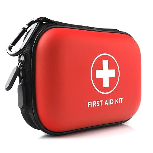 Mini First Aid Kit, 100 Pieces Water-Resistant Hard Shell Small Case - Perfect for Travel, Outdoor, Home, Office, Camping, Hiking, Car (Red) - Image 1