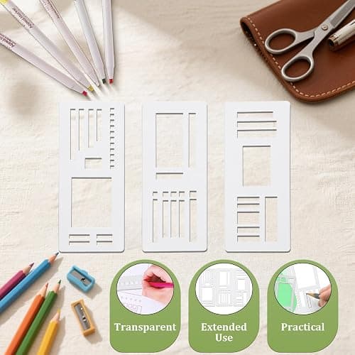 Handmade Flexible Record Template, Set of Templates for Diary Planning, 3-Pack Stencils Drafting Tools, for Diaries, Scrapbooks, DIY Handicrafts (B) thumbnail 3