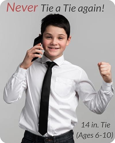 Umo Lorenzo Boys Clip on Tie Solid Neck Tie for Infants, Kids and Teens Up to 15 Years Old thumbnail 7