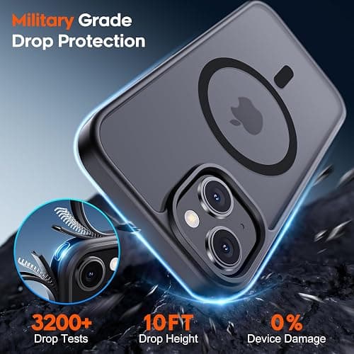 zapica Magnetic for iPhone 15 Case & iPhone 14 Case, [Compatible with MagSafe] [Military Grade Drop Protection] Translucent Matte Shockproof Anti-Scratch Phone Cover, Black thumbnail 5