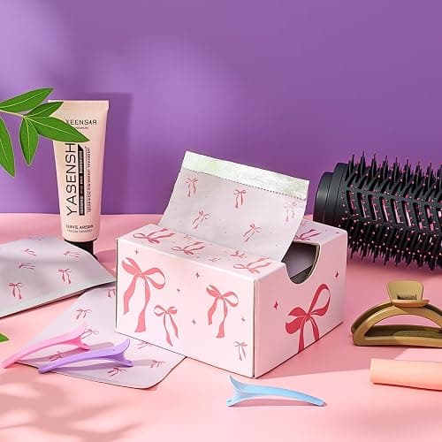 AmazingSpark Pink Bow Hair Foils for Highlighting, 5"w x 10.75"L Aluminum Pop up Hair Foil for Stylist Color Application and Highlighting Services, Non Slip 500 Pop up Foil Sheets thumbnail 6