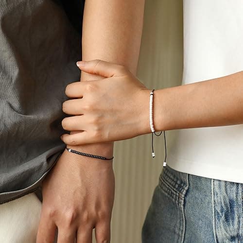 UNGENT THEM Pinky Promise Matching Bracelet for Couples Soulmate Man Distance Relationship Gifts for Women Men Him Her… thumbnail 2