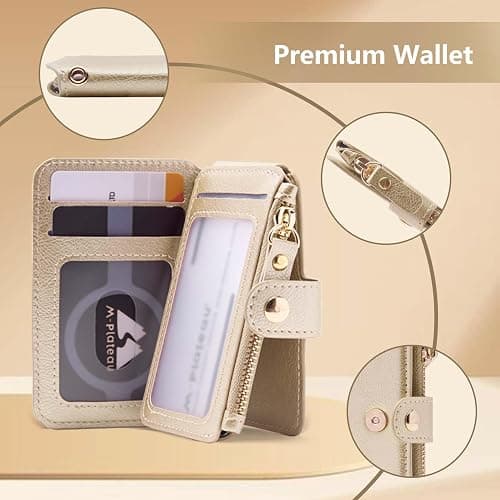 Penekin Keychain wallet, Rfid Blocking Credit Card Holder Leather, Zipper Card Case for Women thumbnail 3