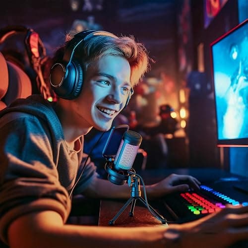 TONOR Gaming Microphone Set, USB Condenser Mic for PC with Stand, Controllable RGB, Quick Mute, Volume Control, for Twitch Streaming, Discord Chatting, 200 cm/78inch Cable, Desktop Stand TC310 thumbnail 7