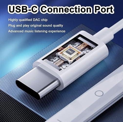 2 Packs USB C Headphones，Type C for iPhone Wired Headphones for iPhone 16/15 Earbuds with Mic and Volume Control，Hi-Fi Stereo In Ear Earphones for Galaxy S24/S23/S22/S21/S20/Ultra Note 10/20，White thumbnail 2