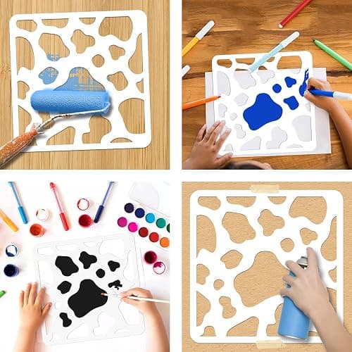 NBEADS Cow Spots Stencil, Reusable Stencils Square DIY Craft and Painting Wall Stencils 11.8×11.8 Inch for Painting on Wood Canvas Paper Furniture Wall thumbnail 4