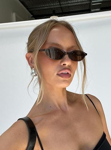 GUVIVI Retro Oval Sunglasses for Women Chic Cat Eye 90s Sunnies Lightweight Narrow Shades Trendy UV protection Sun Glasses thumbnail 6