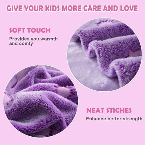AUIVTY Glow in The Dark Blanket for Girls Birthday Purple Pink Moon Star Soft Throw Blanket for Kids Toddler Teen Girls Women (Purple, 40x60 inch, Moon Star) thumbnail 5