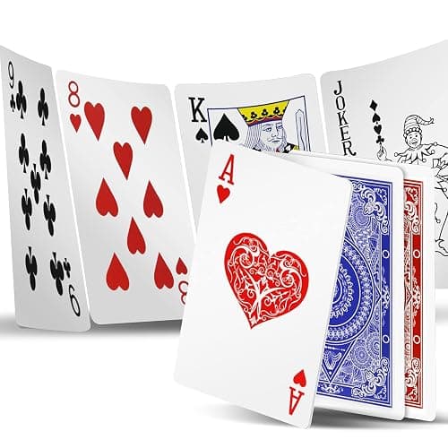 INTEGEAR Playing Cards 2 Decks Waterproof Plastic Poker Cards for Texas Holdem Poker Go Fish and More Card Games Standard Index 2.5" x 3.5" - Blue/Red 2 Pack (Standard Index) - Image 1