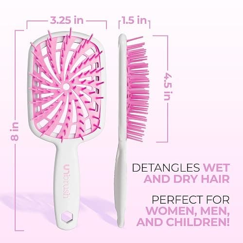 FHI Heat UNbrush Plus — Curly Hair Brush for Gentle & Effective Detangling on Wet or Dry Fragile Hair Types — Detangler Brush w/ 84 UltraFlex Bristles, Ultra-light, Vented, Anti Static Hairbrush thumbnail 5