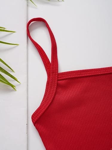 Raenseen Kids Girls Spaghetti Strap Camisole Ribbed Knit Crop Tank Top Sleeveless Baisc Crop Cami Tops thumbnail 5