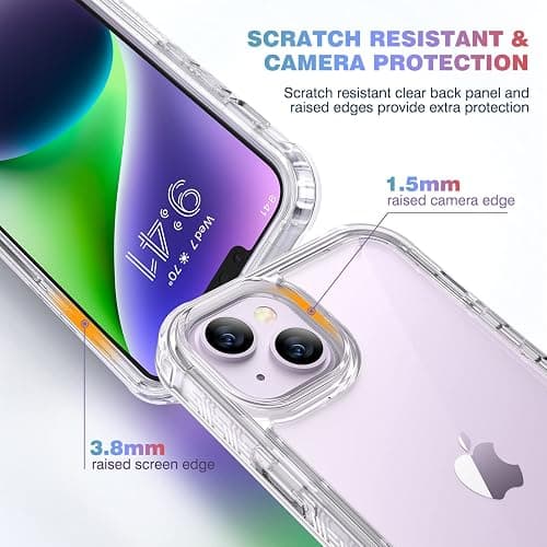 Diaclara Designed for iPhone 14 Case, Full Body Rugged Case with Built-in Touch Sensitive Anti-Scratch Screen Protector, with Camera Lens Protector for iPhone 14 6.1" (Clear) thumbnail 4
