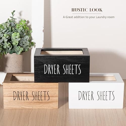 zoocatia Laundry Room Decor Dryer Sheet Container Wood Detergent Dispenser Organization and Storage Box Holder for Laundry Pods, Dryer Balls, Black thumbnail 6
