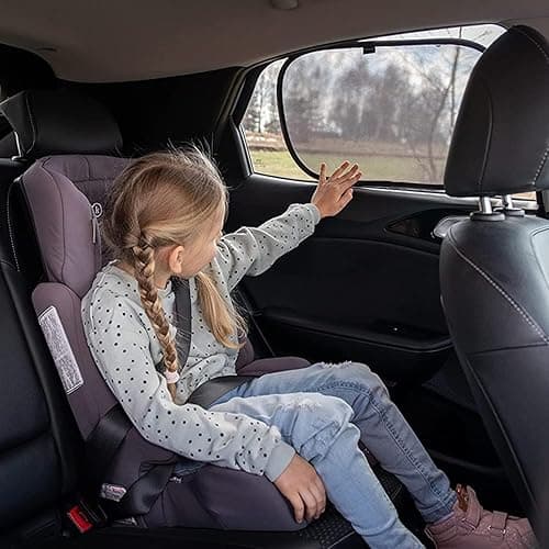 Enovoe Car Window Shades for Baby (2 Pack) - 21x14 Inches Sun Shade Blocker, Cling - Glare Shield and UV Rays Protection for Your Child - Side Windows Screens for SUV- Mesh Window Shades for car Baby - 21x14'' - 2 thumbnail 4