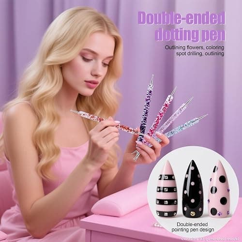 Artdone 38Pcs Nail Striping Tape Lines Kit With Nail Art Pens Dotting Tools And Liner Brushes For Gel Polish Small Detail Drawing Design Paint thumbnail 7
