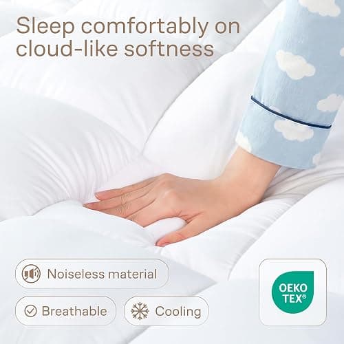 Ultra Soft Twin Mattress Topper - Cloud-Like Mattress Pad for Full Body Support - Breathable Cooling Material for Hot Sleepers, White thumbnail 2