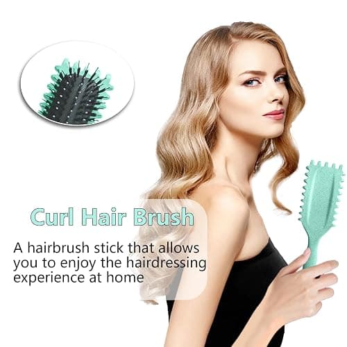 Brosse à boucler, brosse coiffante pour cheveux bouclés d'hommes et de femmes pour fixer et modeler les boucles, réduire les mèches rebelles et la séparation des boucles (Vert, 24cm) thumbnail 4