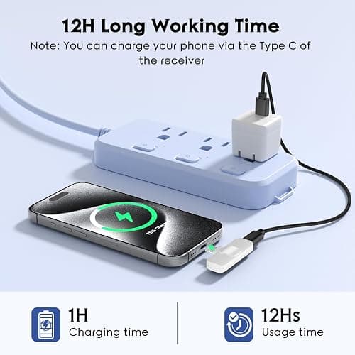 USB C Mini Wireless Lavalier Microphone for iPhone 15 16, iOS and Android Devices - Noise Reduction Lapel Mic for Recording, Clip on Omni Lav Mic for Video Recording, Tiktok, Youtube, Vlog (White) thumbnail 4
