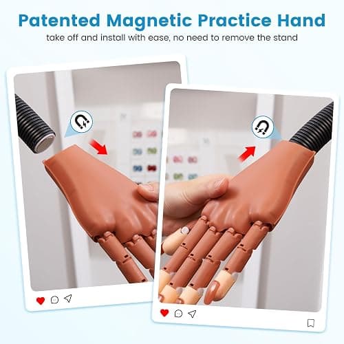 Wilfniee Magnetic Practice Hand for Acrylic Nails: Flexible Fake Nail Training Hand Practice - Manicure Hand Practice Kit for Beginners thumbnail 2