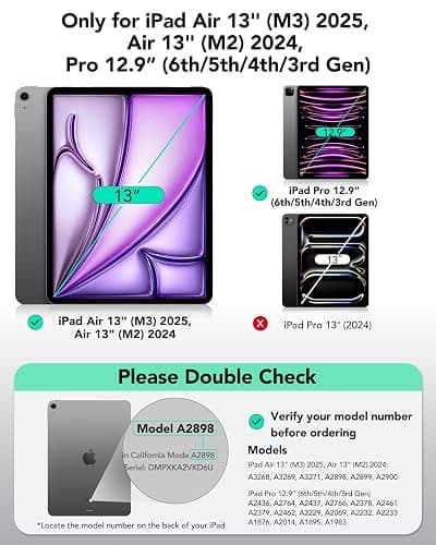 ESR iPad Air 13 Inch Case Keyboard (M3/M2, 2025/2024) & iPad Pro 12.9 inch (3/4/5/6th Gen) Magic Keyboard, Easy-Set Floating Cantilever Stand, Precision Multi-Touch Trackpad, Rebound Series, Black thumbnail 3