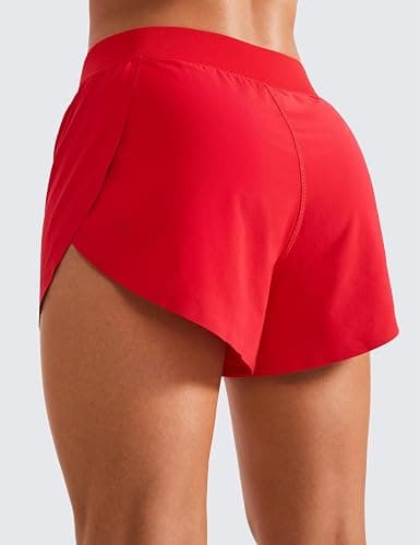 CRZ YOGA Mid Waisted Split Running Shorts for Women 4" - Comfy Mesh Liner for Workout Athletic Gym Track Quick Dry thumbnail 2