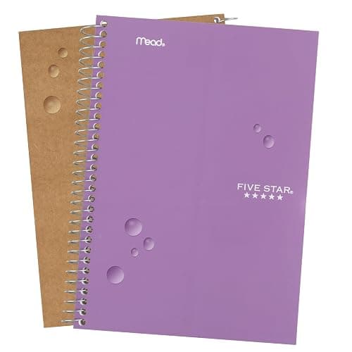 Five Star Spiral Notebook, 2 Subject, College Ruled Paper, 6" x 9-1/2", 80 Sheets, Fights Ink Bleed, Water Resistant Cover, Amethyst Purple (840029CF1-ECM) thumbnail 7