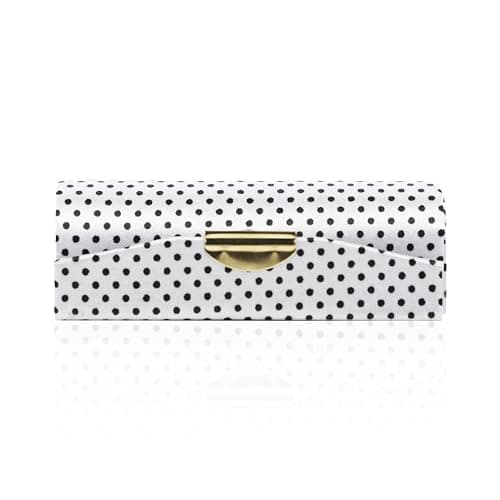 Motique Accessories Small Polka Dot Ladies Lipstick Case With Mirror Purse Holder White - Image 1