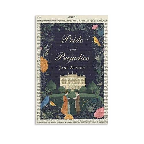 Jane Austen -Pride And Prejudice Literature Vintage Book Poster Canvas Wall Art, High-Definition Printing, Modern Aesthetics, Home, Office, Living Room, Bedroom, Room Aesthetic Decoration08x12inch(20x30cm) - Image 1