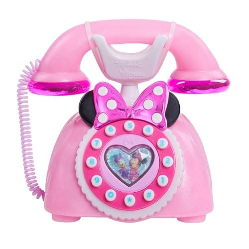Disney Junior Minnie Mouse Ring Me Rotary Style Phone with Lights and Sounds, Pink, Kids Toys for Ages 3 Up by Just Play - Image 1