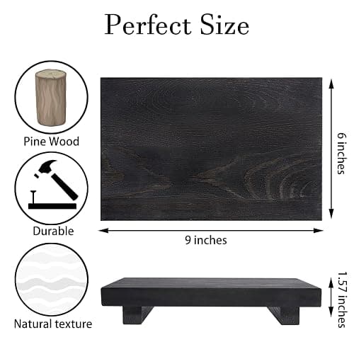Bathroom Counter Organizer Wood Pedestal Stand Farmhouse Decorative Tray Soap Holder for Kitchen Decor, 9" x 6" - Black thumbnail 3