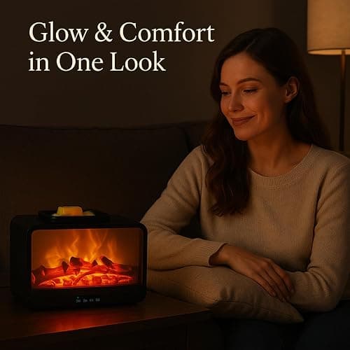 MeplLivs Dynamics Flame Fireplace Electric Wax Melt Warmer PTC Heating Plate Monochromatic Wax Burner Fragrance Wax Warmer for Home Office Gifts & Decor(Black) thumbnail 7
