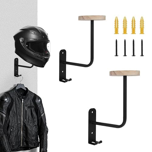 2 Pack Helmet Wall Mount,Helmet Holder Wall Mount,Metal Motorcycle Helmet Holder,Suitable for Cycling Gear,Hats,Jackets,Saving Garage Space - Image 1