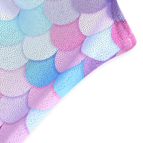 Leotards for Girls Gymnastics Toddler Dance Biketards Mermaid Unicorn Athletic Dance Wear Shiny Rainbow Blue Hotpink thumbnail 3