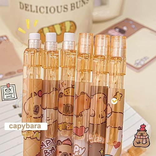 MOZXIRZ 4 Pcs Cute Mechanical Pencils with Eraser 0.5mm Cartoon Capybara Mechanical Pencil School Pencil for Boy Girl Women (6pcs Capybara) thumbnail 4