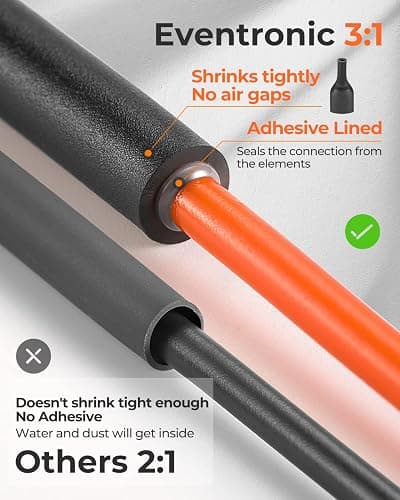 Eventronic 400 Pcs Heat Shrink Tubing Kit-3:1 Ratio Adhesive Lined,Marine Grade Shrink Wrap - Industrial Heat-Shrink Tubing - Black thumbnail 3