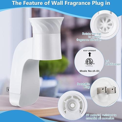 Hohean 2 Pack Wall Fragrance Plug in Compatible with Bath and Body Works WallFlower Fragrances, ETL Certified, Rotatable, Precise Scent Control Fragrance Diffuser Plug for Home, Office (White) - White - 2 thumbnail 3