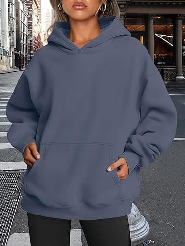 Trendy Queen Womens Oversized Hoodies Fleece Sweatshirts Fall Fashion 2025 Pullover Sweaters Winter Clothes - Dusty Blue - Small thumbnail 6