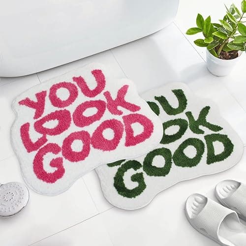 MSTOFFY You Look Good Bath Mat Pink Cute Bathroom Rugs for Girls Microfiber Funny Shower Preppy Bathroom Decor Non-Slip Washable Mat (Pink) thumbnail 8